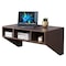 Basicwise Wall Mounted Office Computer Desk with Three Compartments, Brown QI003675B - alternate 1